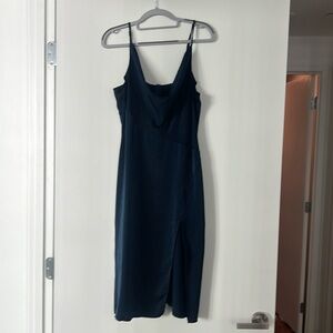 Navy blue satin dress